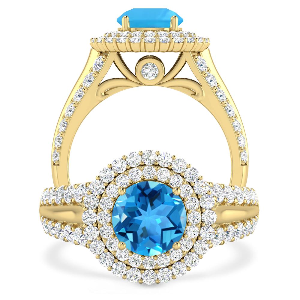 Yellow Gold - Blue Topaz