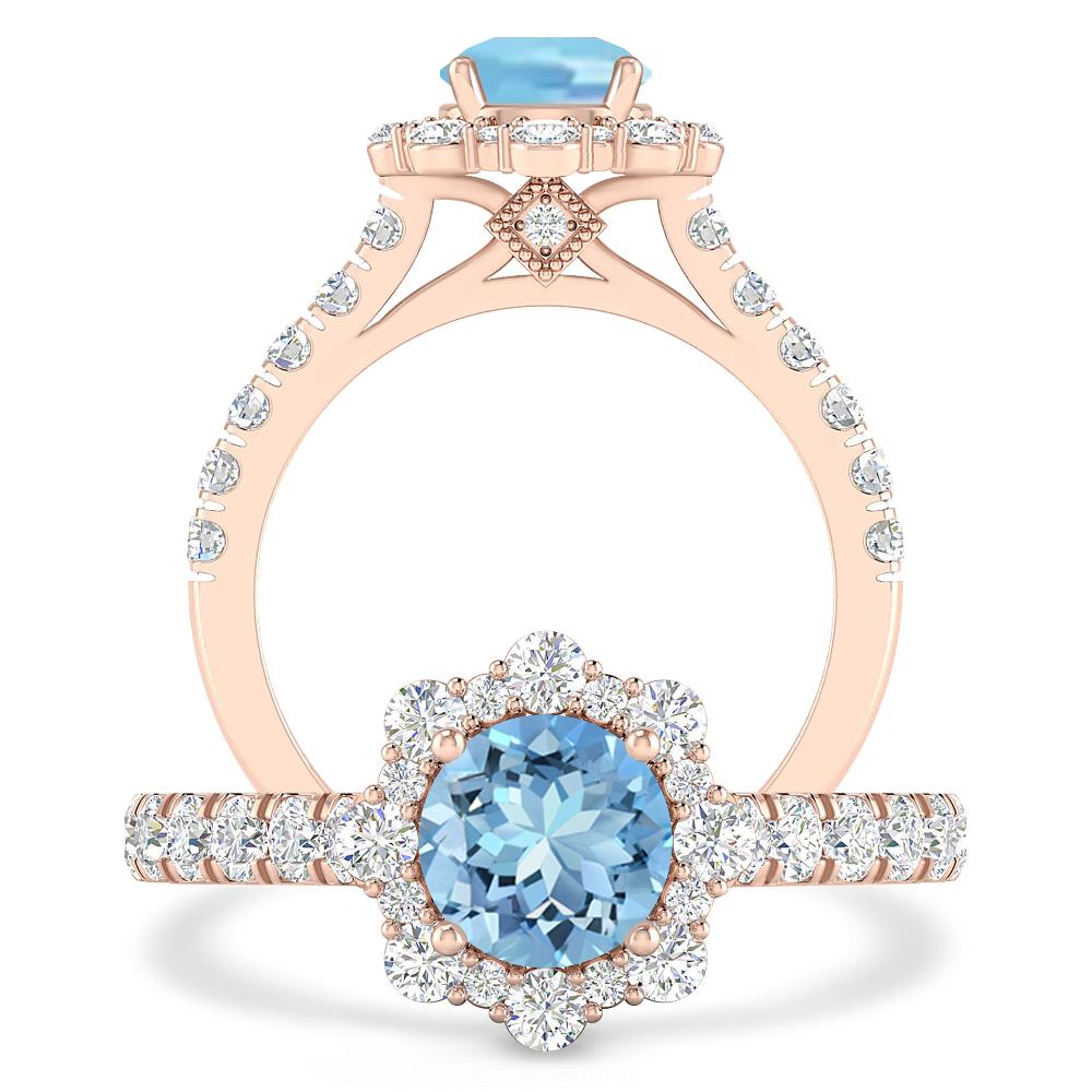 Rose Gold - Aquamarine