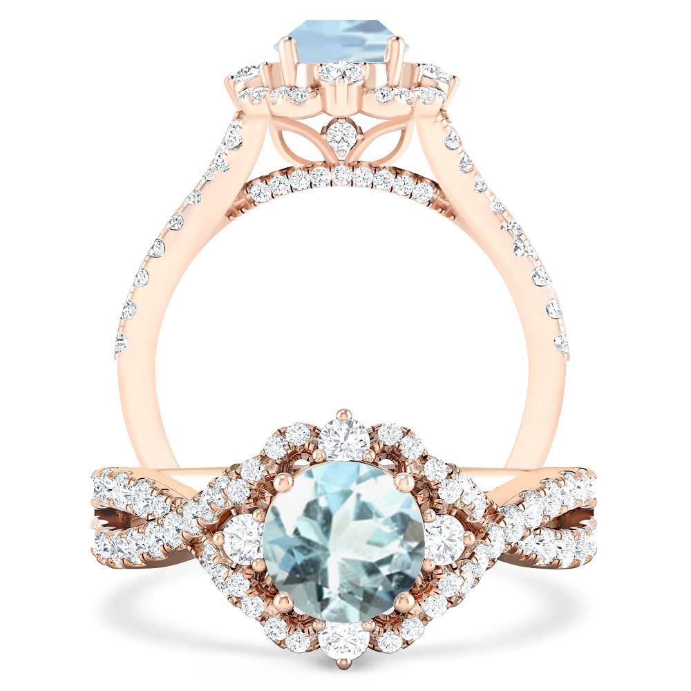 Rose Gold - Aquamarine
