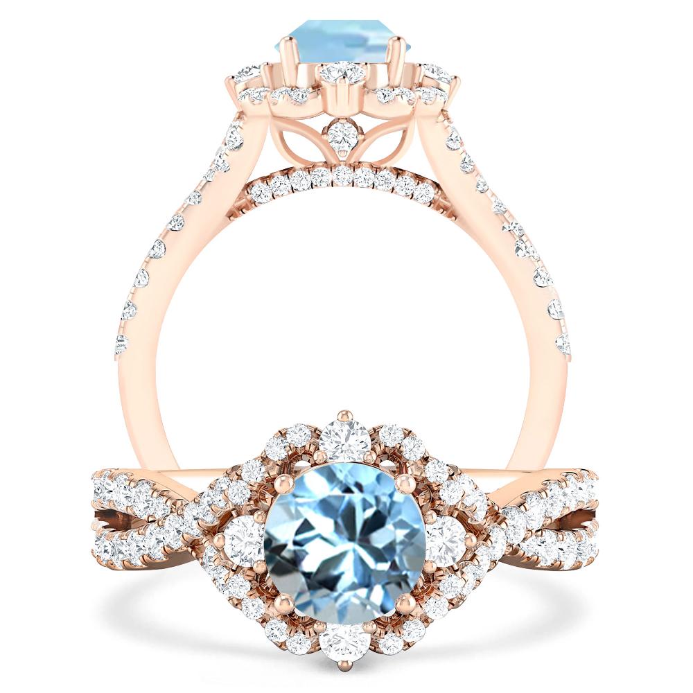 Rose Gold - Aquamarine