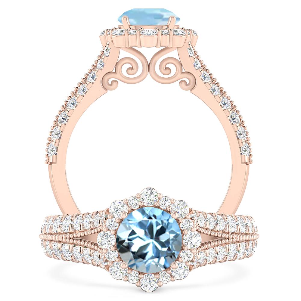 Rose Gold - Aquamarine