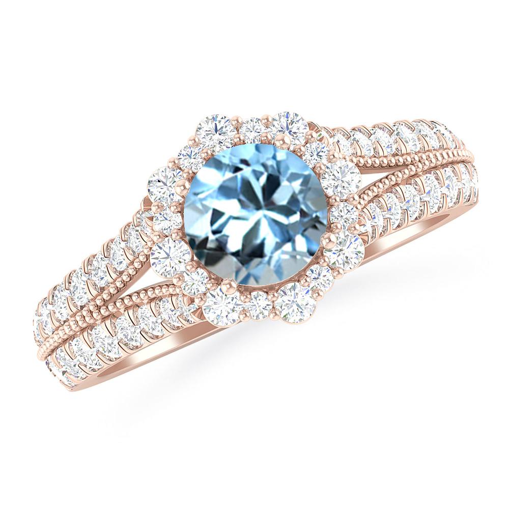 Rose Gold - Aquamarine