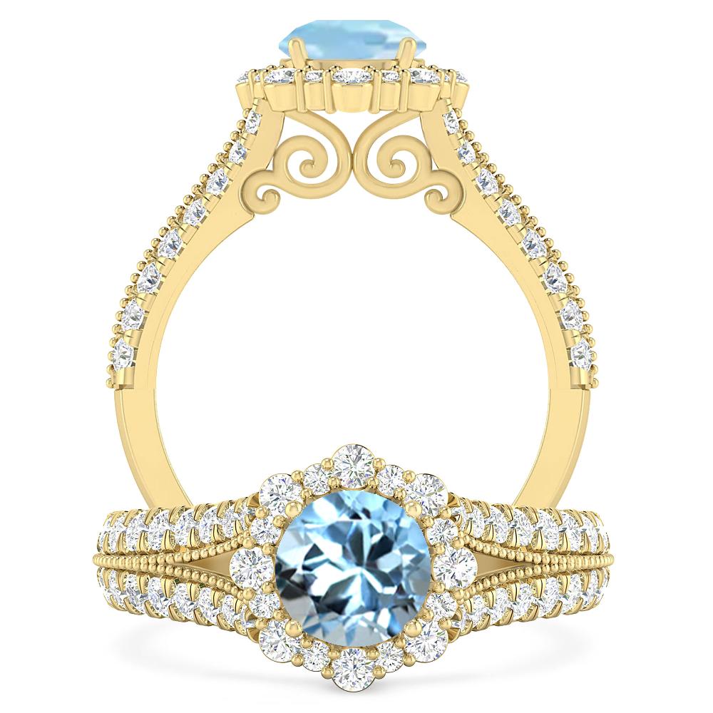 Yellow Gold - Aquamarine