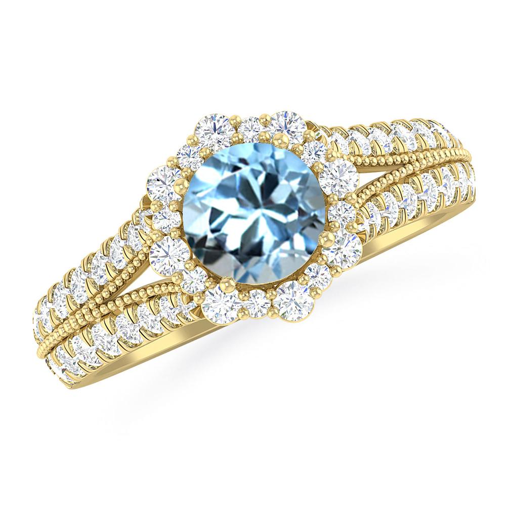 Yellow Gold - Aquamarine