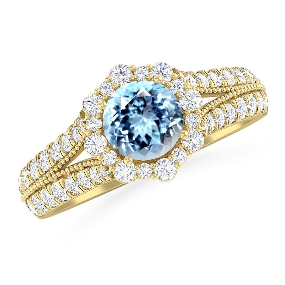 Yellow Gold - Aquamarine