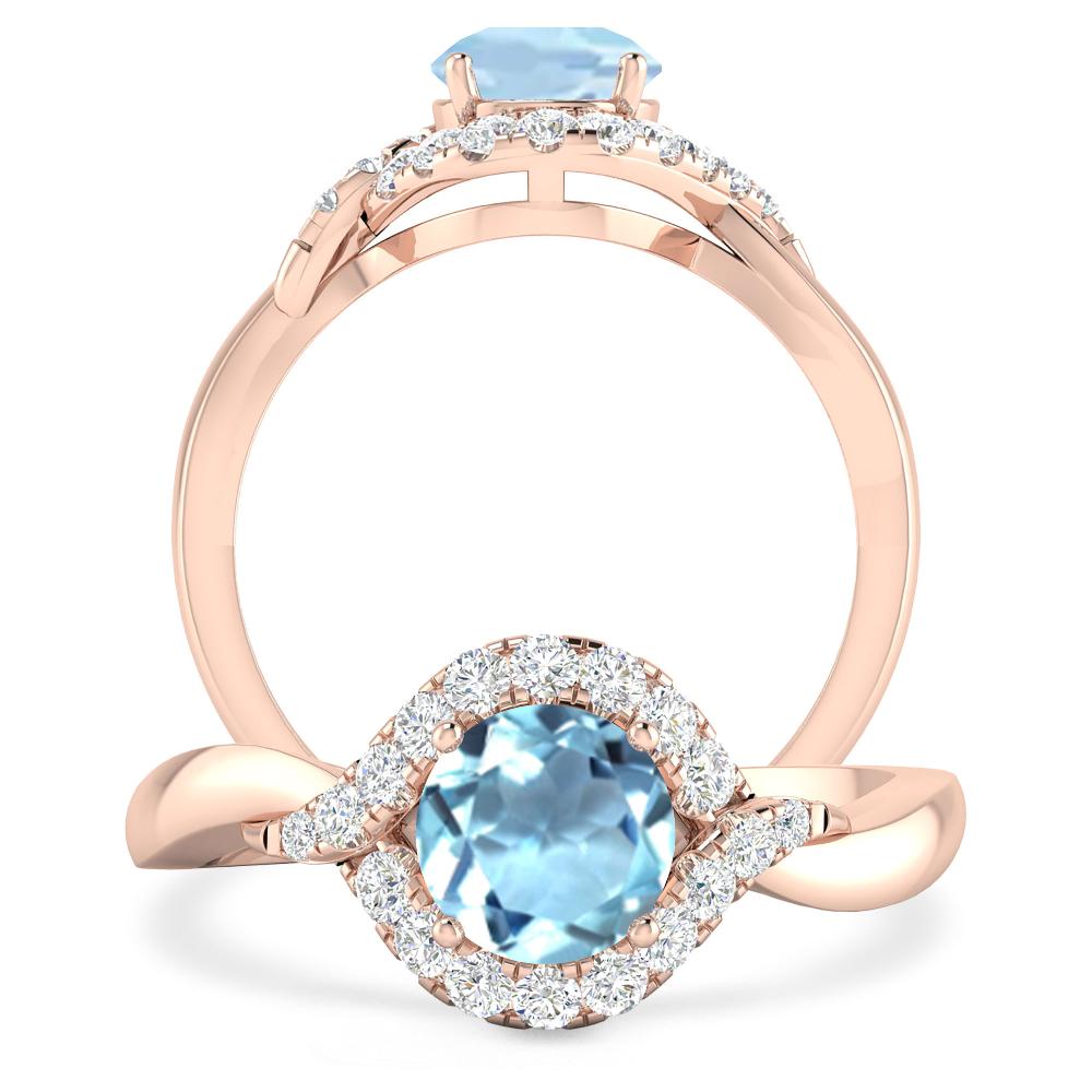 Rose Gold - Aquamarine