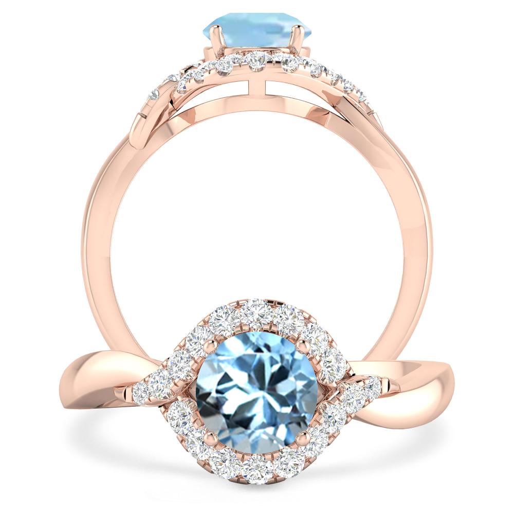 Rose Gold - Aquamarine