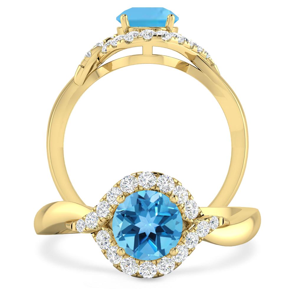 Yellow Gold - Blue Topaz