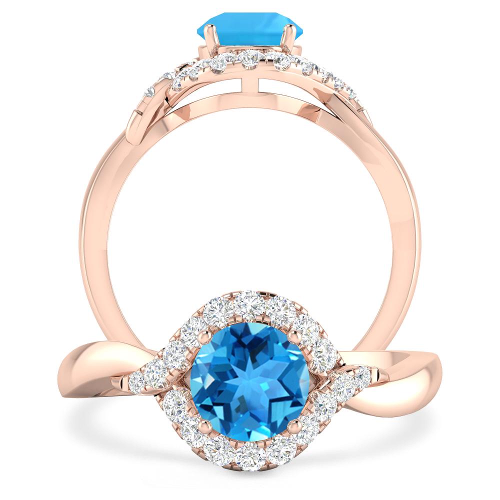 Rose Gold - Blue Topaz