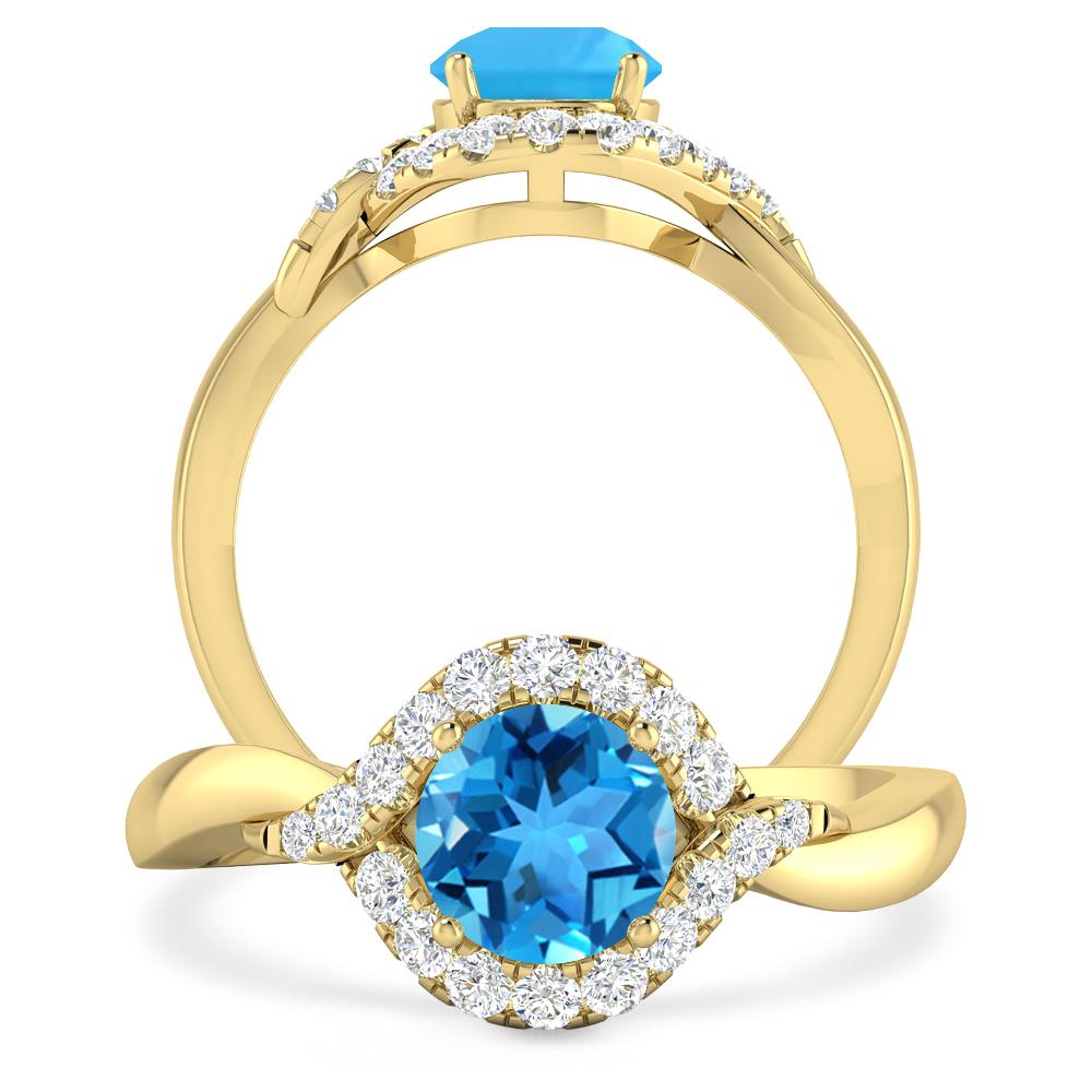 Yellow Gold - Blue Topaz