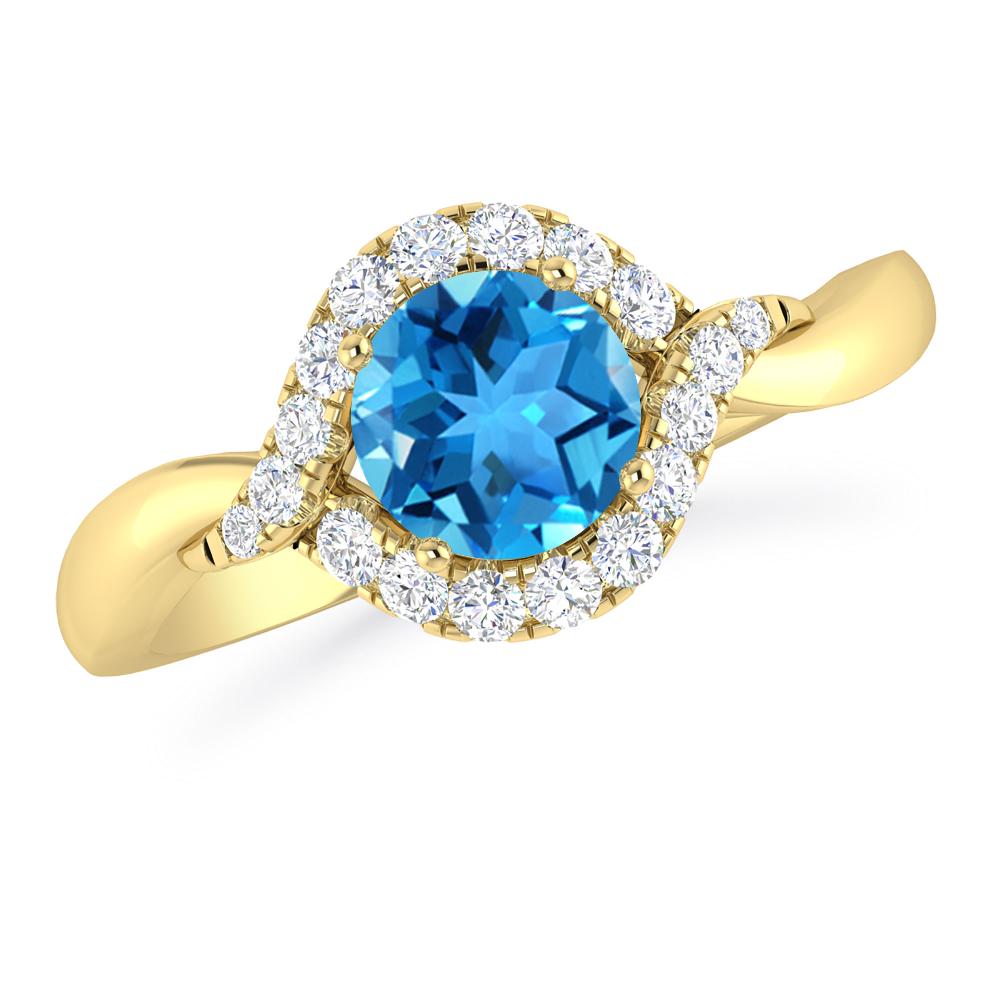 Yellow Gold - Blue Topaz