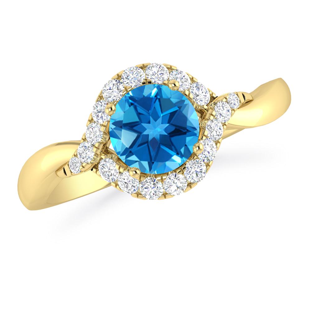 Yellow Gold - Blue Topaz