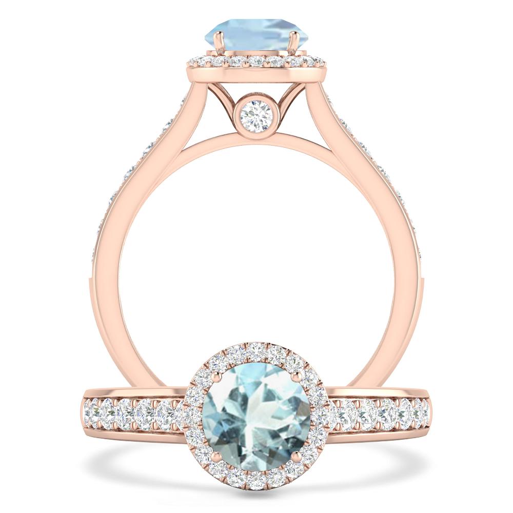 Rose Gold - Aquamarine