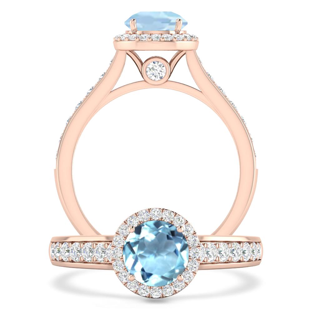 Rose Gold - Aquamarine