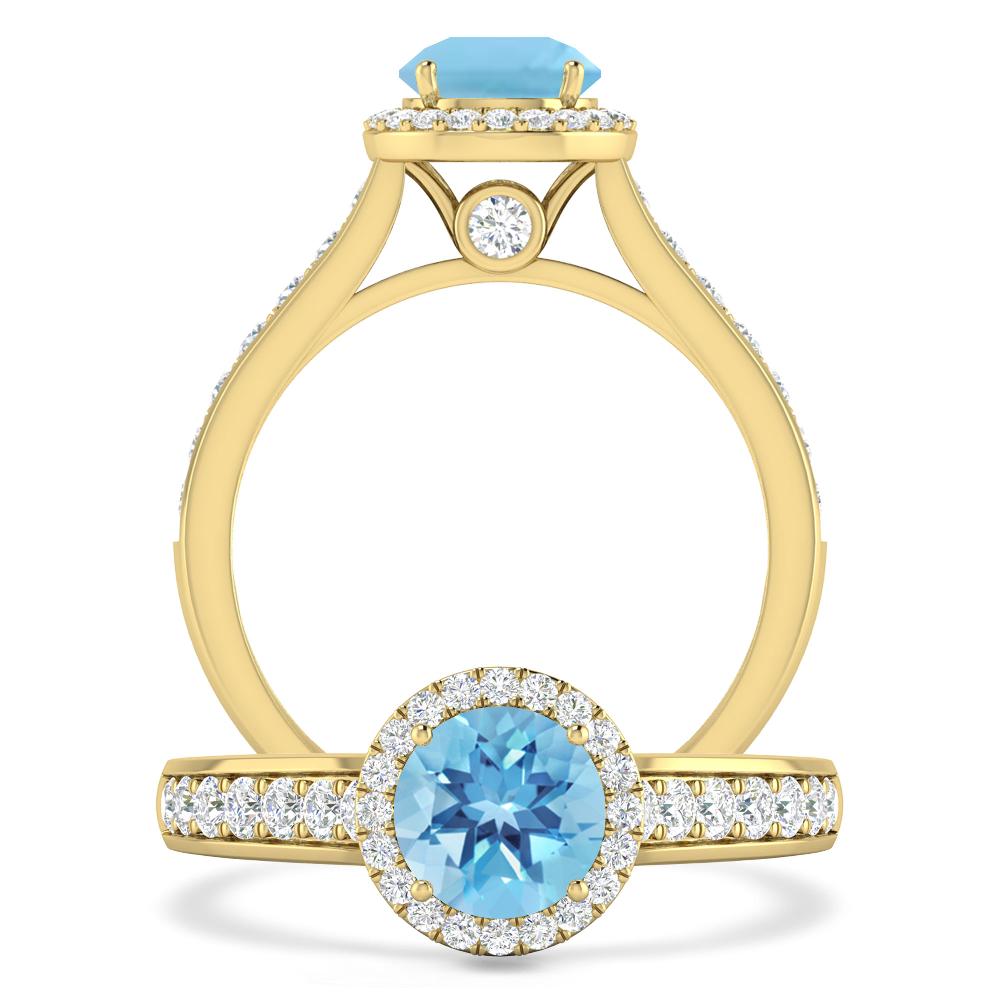 Yellow Gold - Blue Topaz