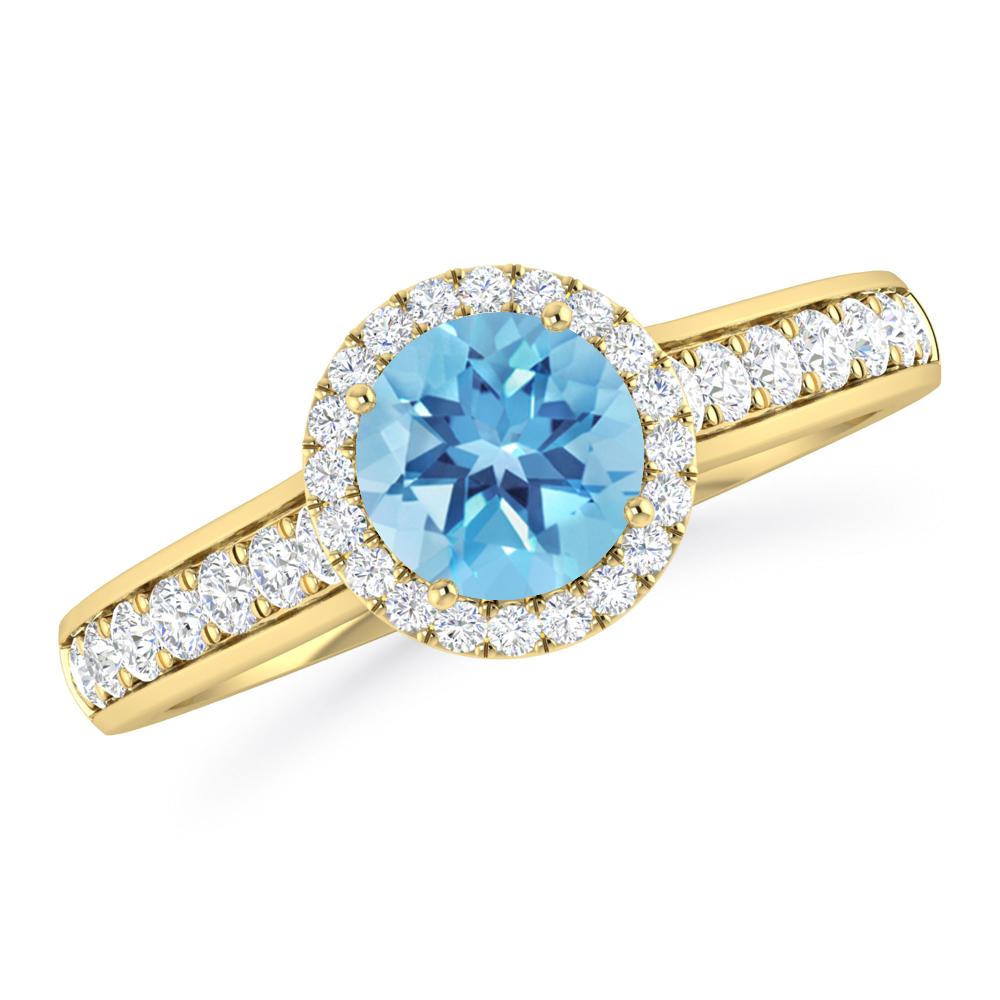 Yellow Gold - Blue Topaz