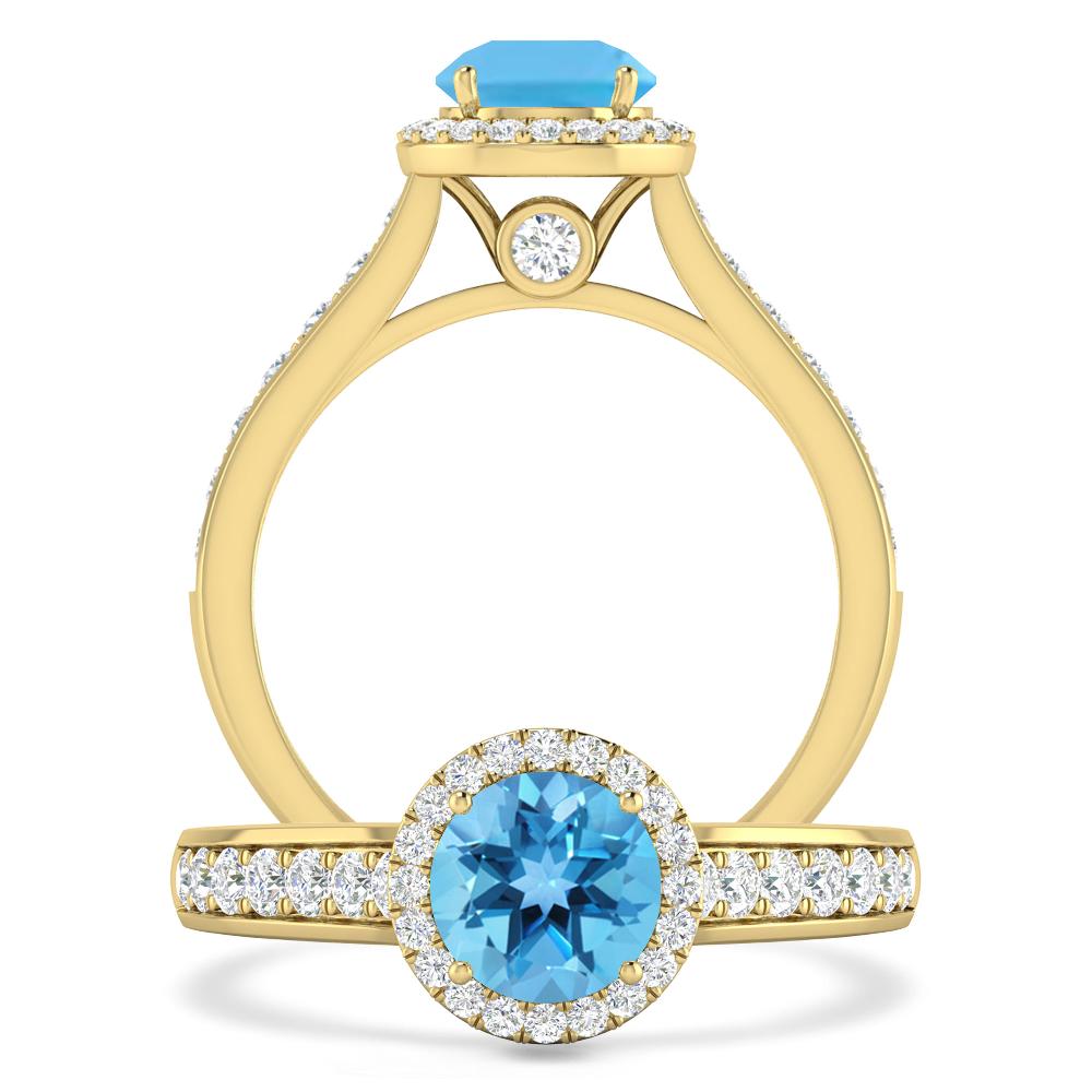 Yellow Gold - Blue Topaz