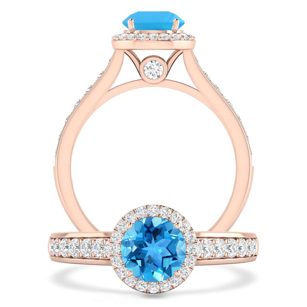 Rose Gold - Blue Topaz