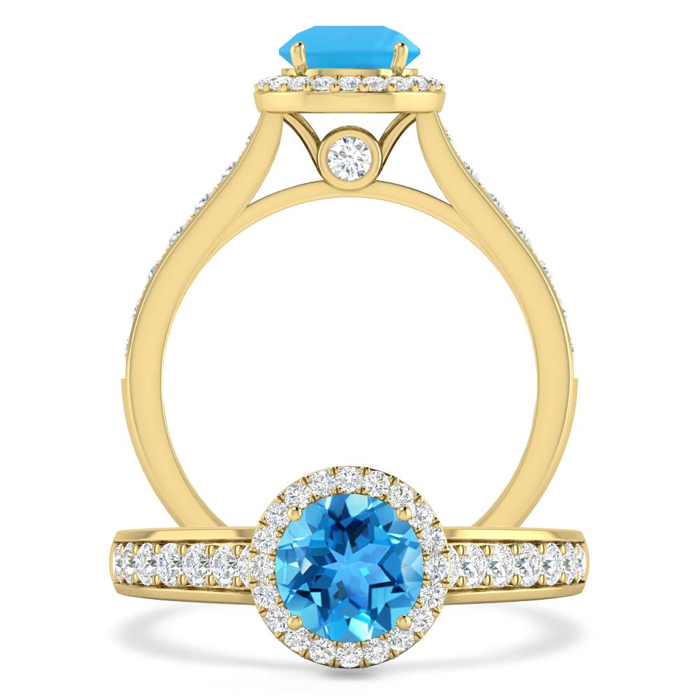 Yellow Gold - Blue Topaz