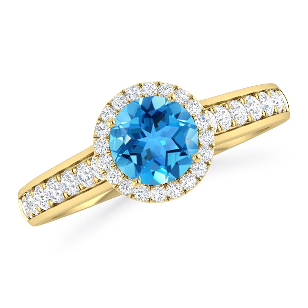 Yellow Gold - Blue Topaz