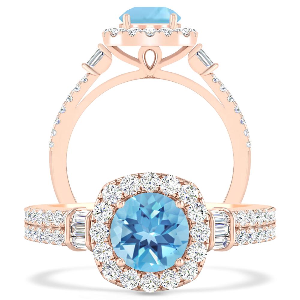 Rose Gold - Blue Topaz