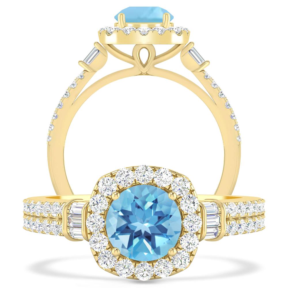 Yellow Gold - Blue Topaz