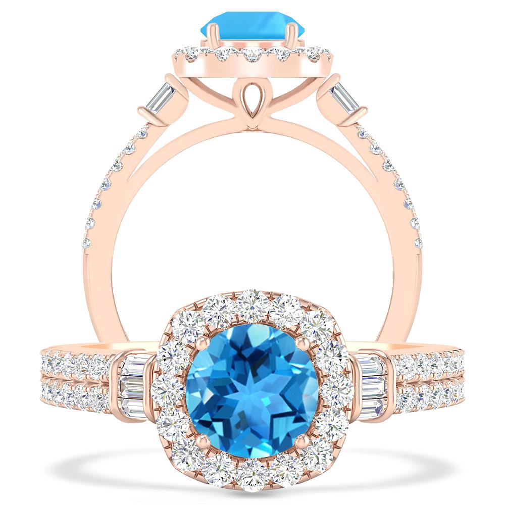 Rose Gold - Blue Topaz