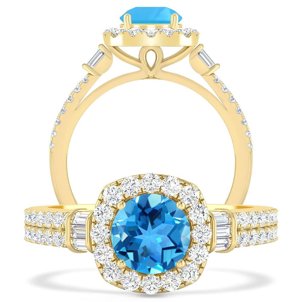 Yellow Gold - Blue Topaz