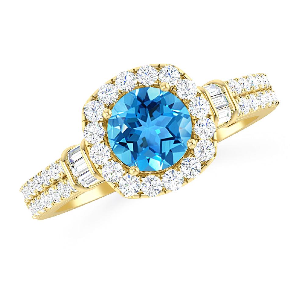 Yellow Gold - Blue Topaz