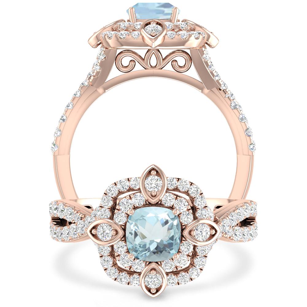 Rose Gold - Aquamarine