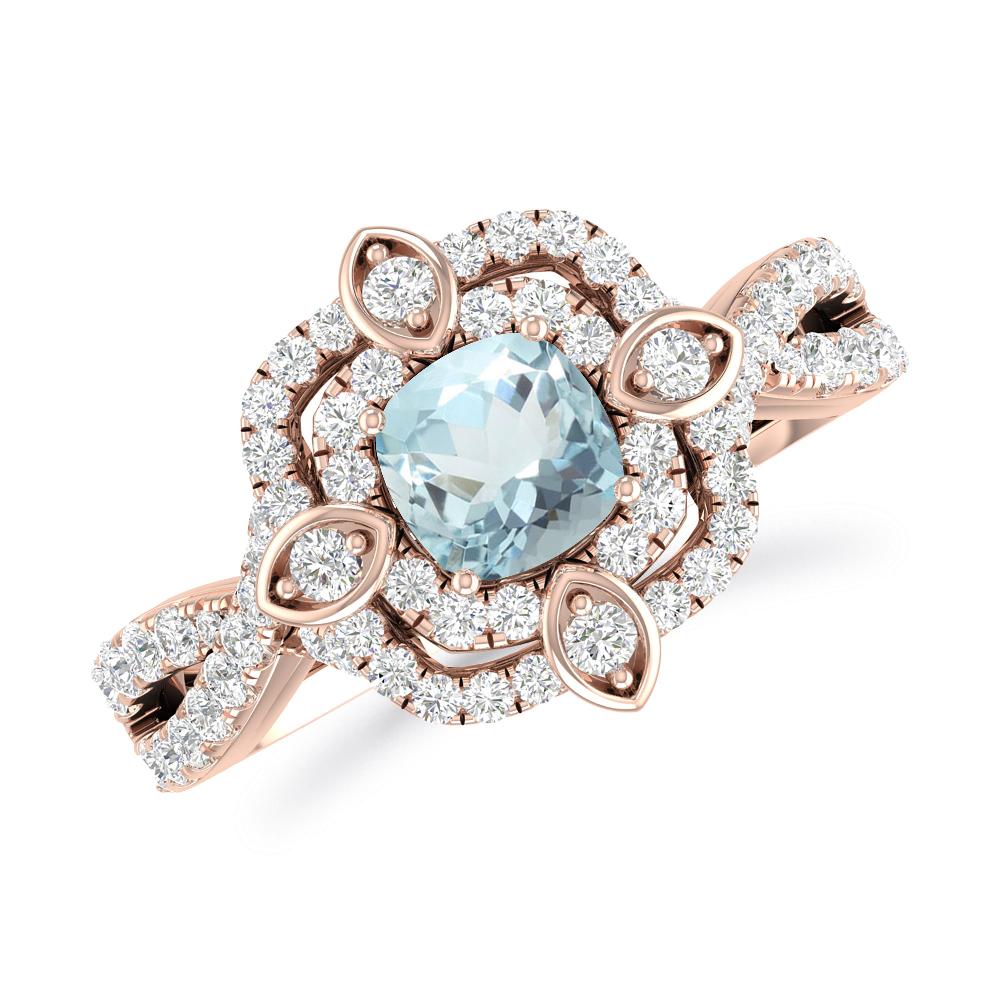 Rose Gold - Aquamarine