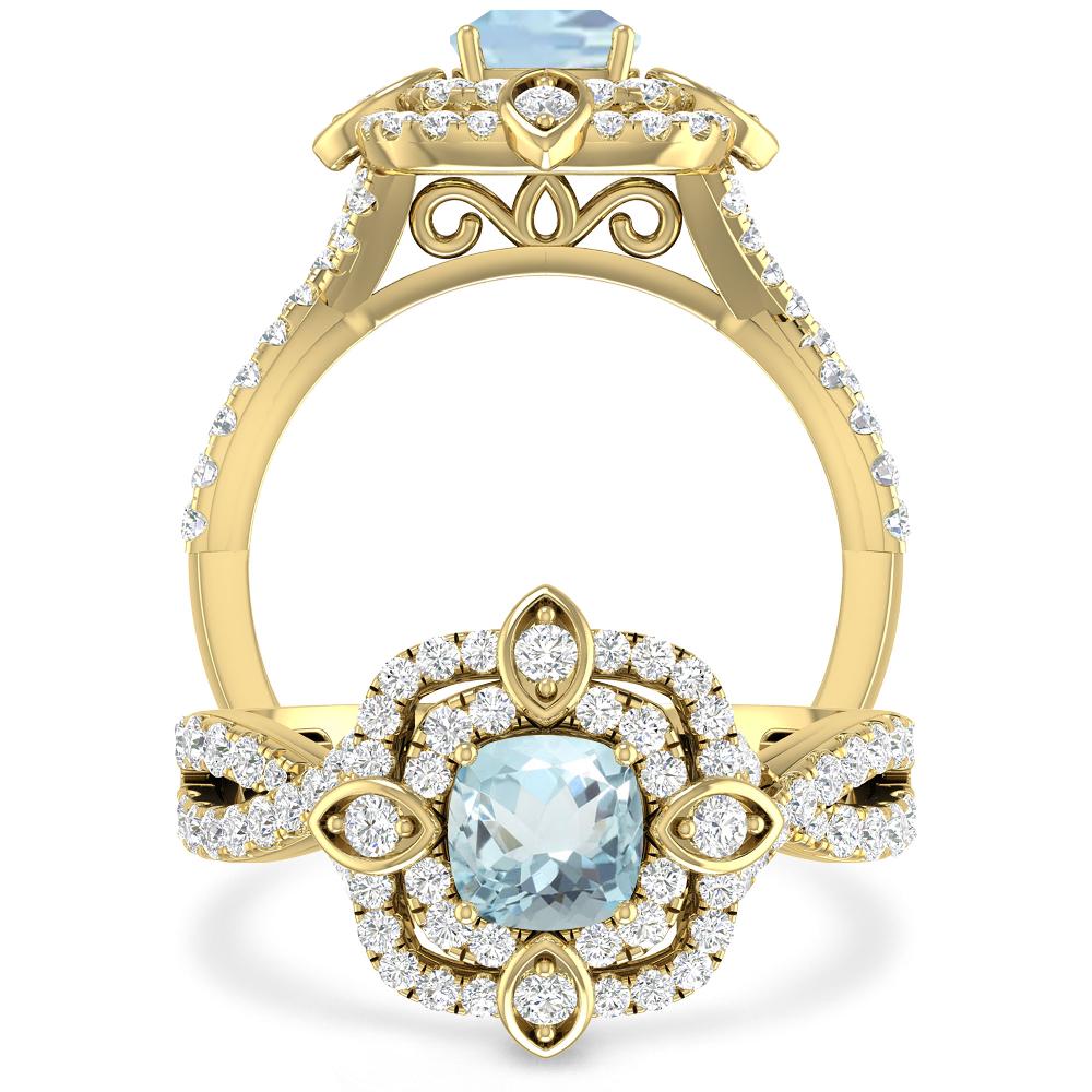 Yellow Gold - Aquamarine