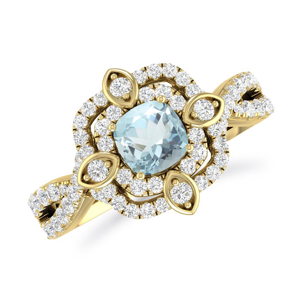 Yellow Gold - Aquamarine