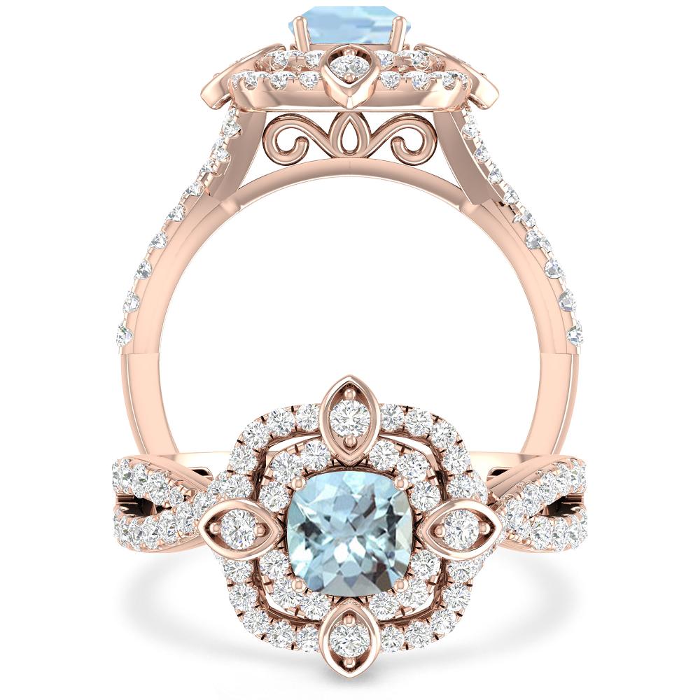 Rose Gold - Aquamarine