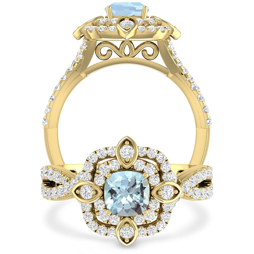 Yellow Gold - Aquamarine