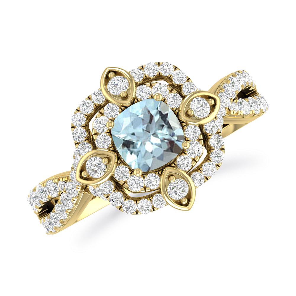 Yellow Gold - Aquamarine