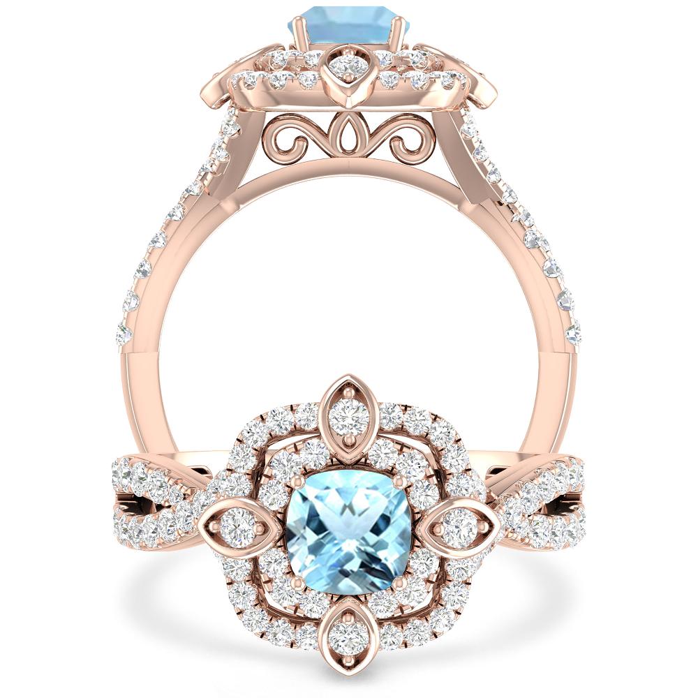 Rose Gold - Aquamarine