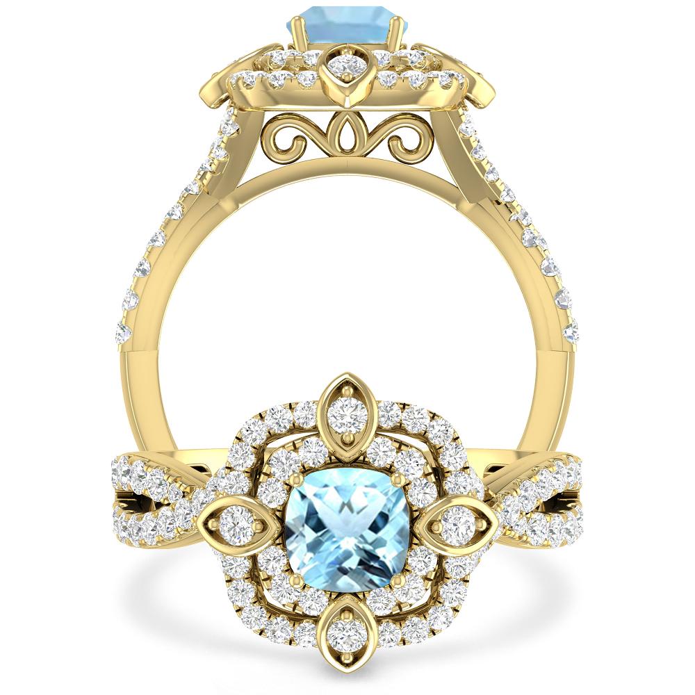 Yellow Gold - Aquamarine