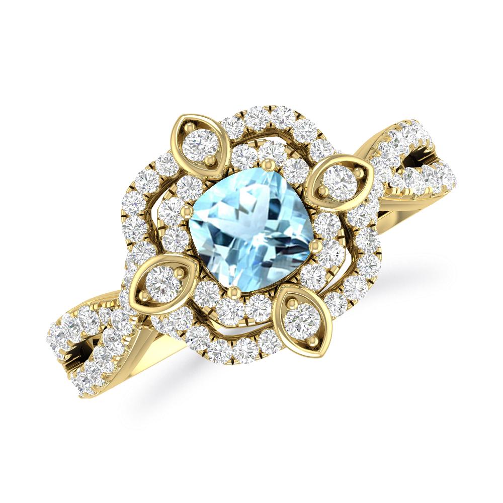 Yellow Gold - Aquamarine