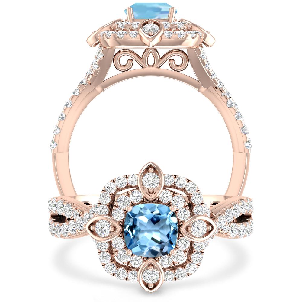 Rose Gold - Aquamarine