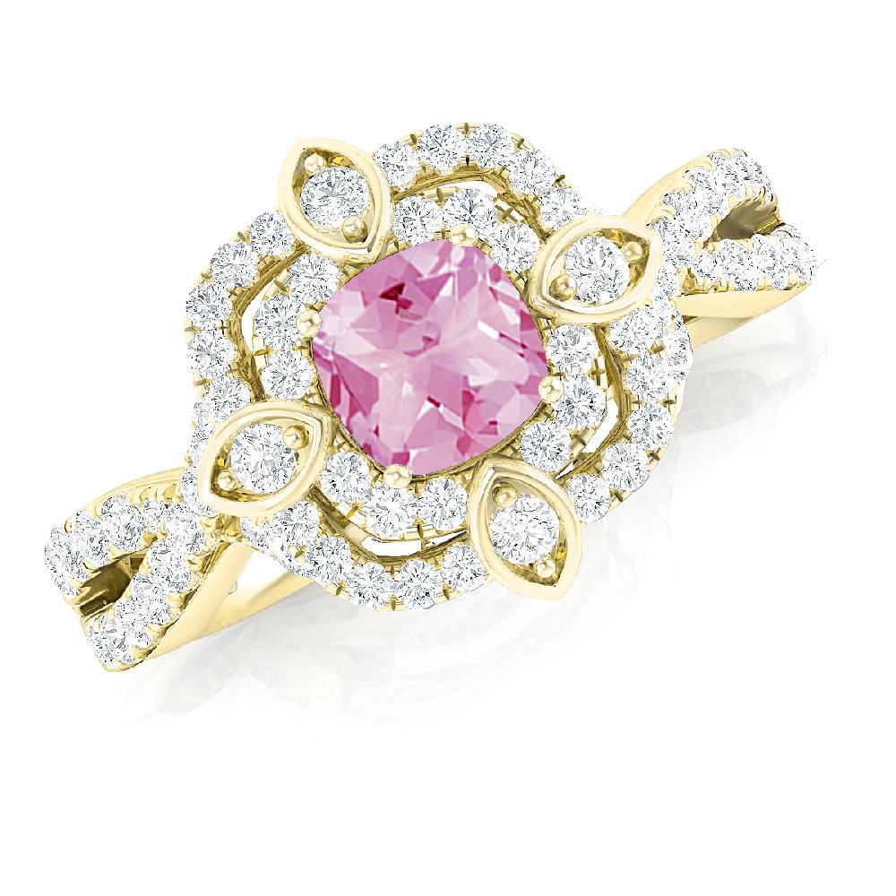 Yellow Gold - Pink Tourmaline