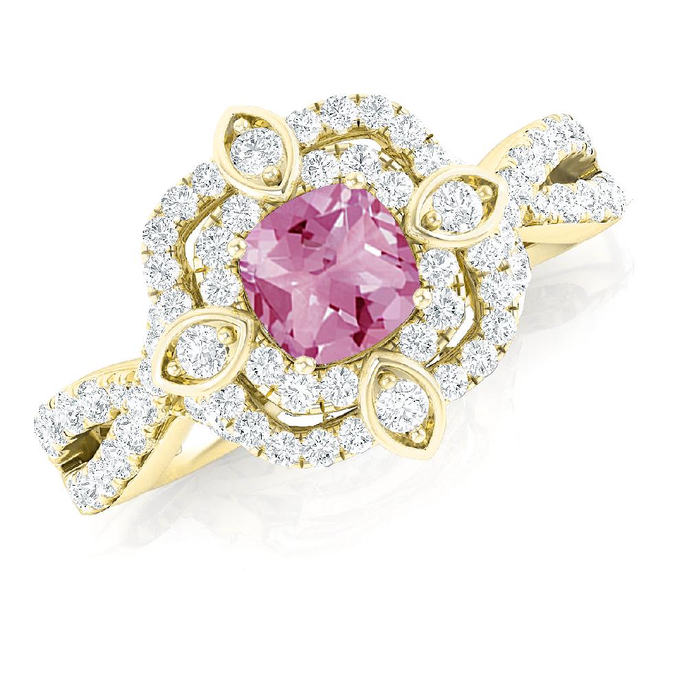 Yellow Gold - Pink Tourmaline