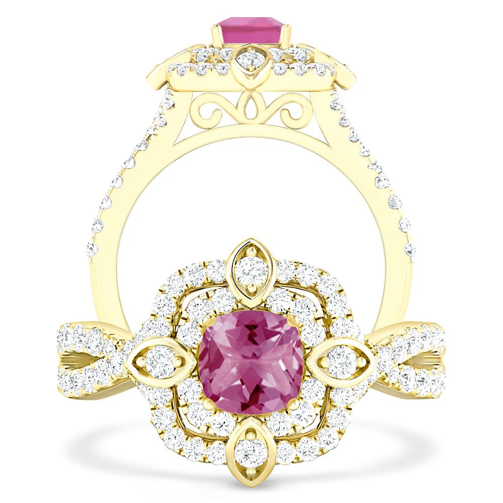 Yellow Gold - Pink Tourmaline