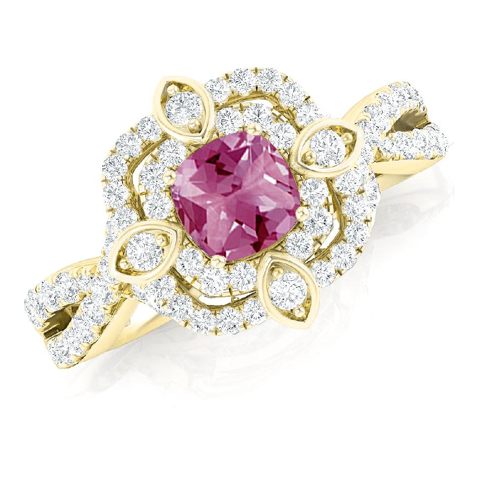 Yellow Gold - Pink Tourmaline