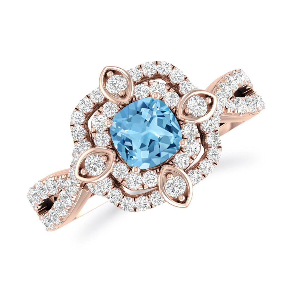 Rose Gold - Blue Topaz