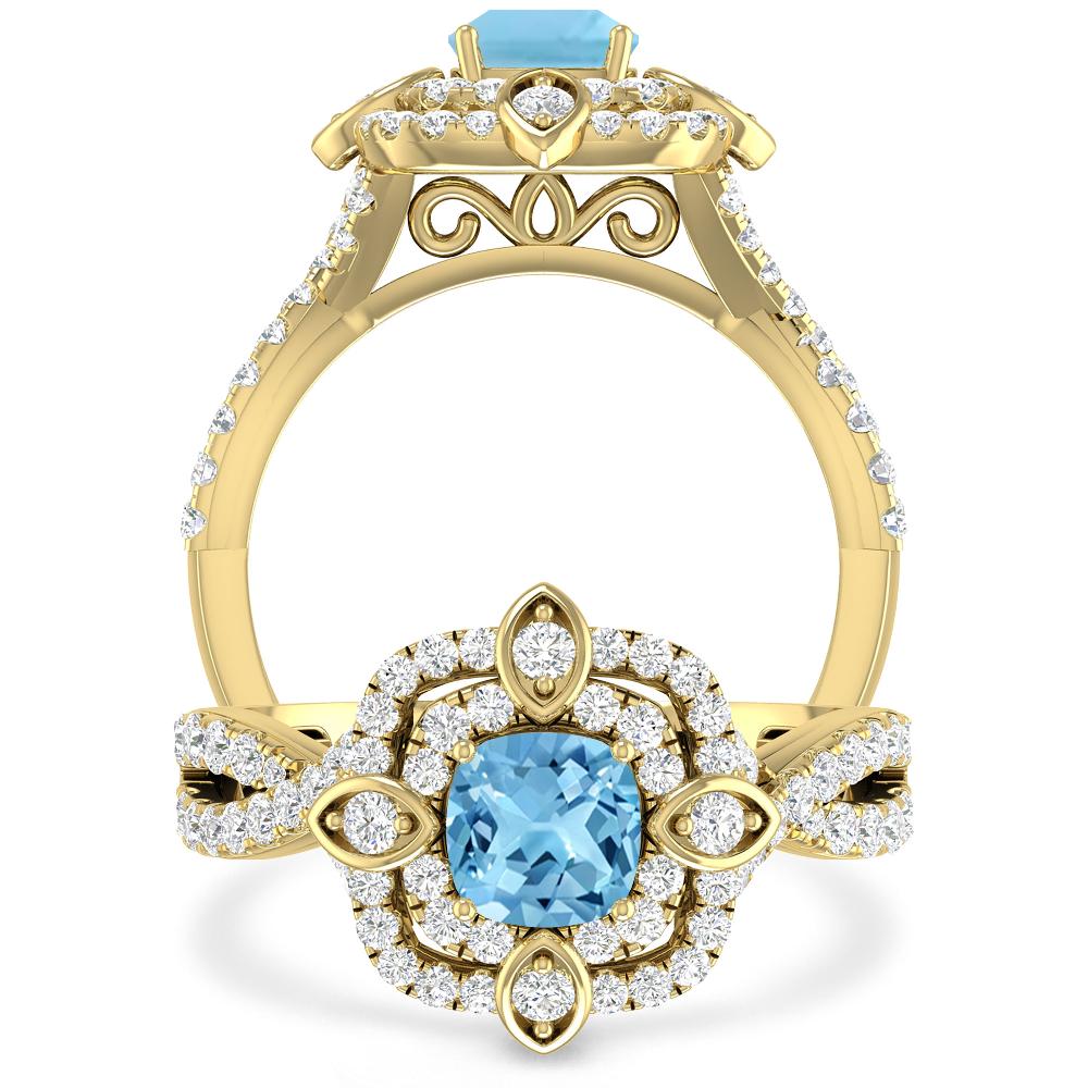 Yellow Gold - Blue Topaz