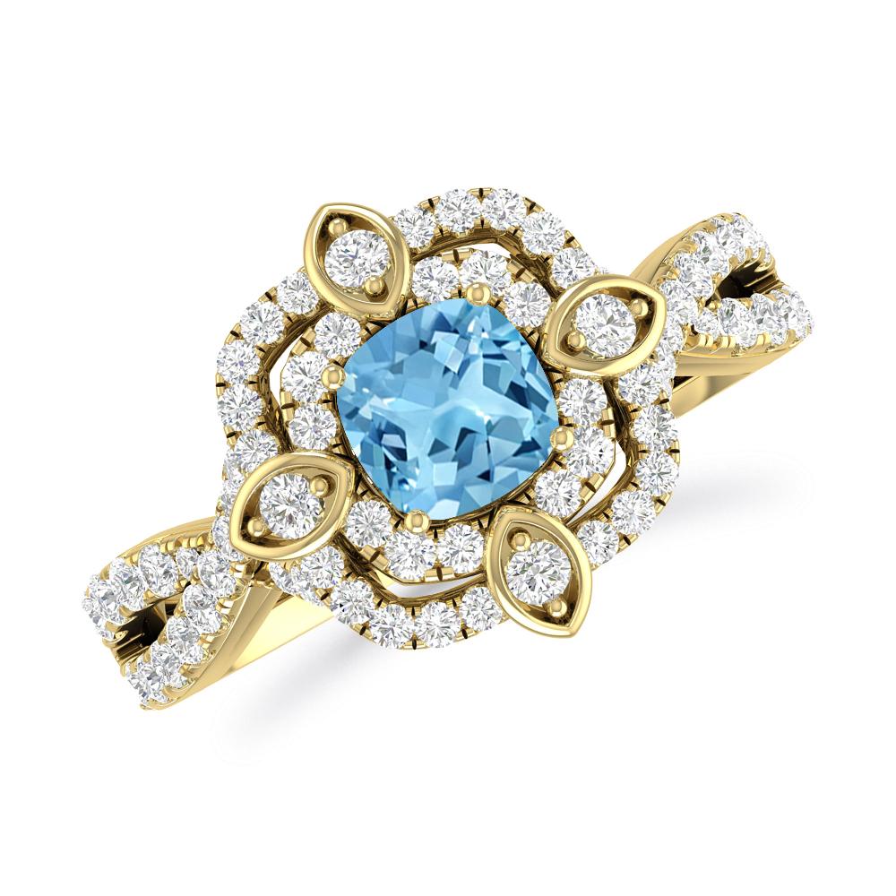 Yellow Gold - Blue Topaz