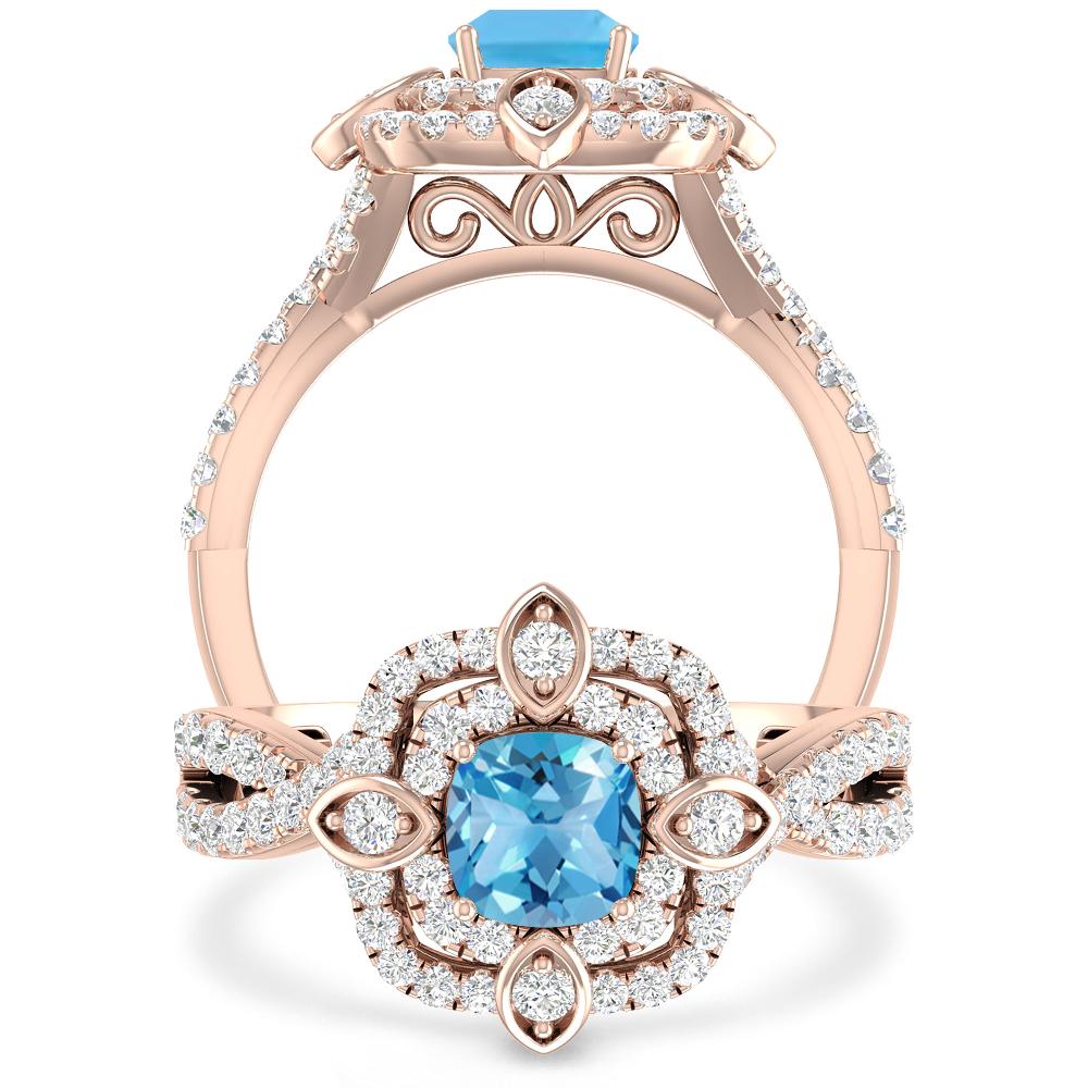 Rose Gold - Blue Topaz