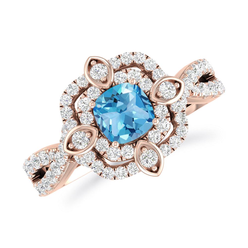 Rose Gold - Blue Topaz