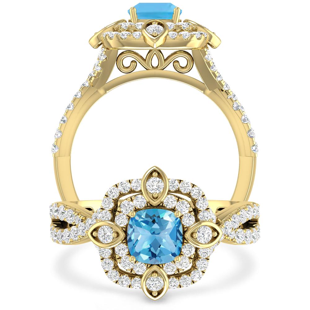 Yellow Gold - Blue Topaz